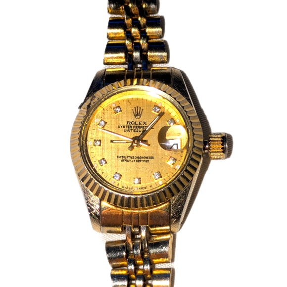 Rolex Women's Gold Watch with Diamond Accents - Picture 2 of 4